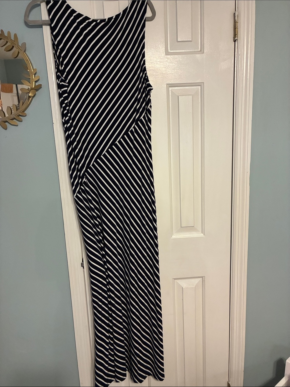 Nina Leonard Black and White Striped Sleeveless Maxi Dress - Picture 5 of 5